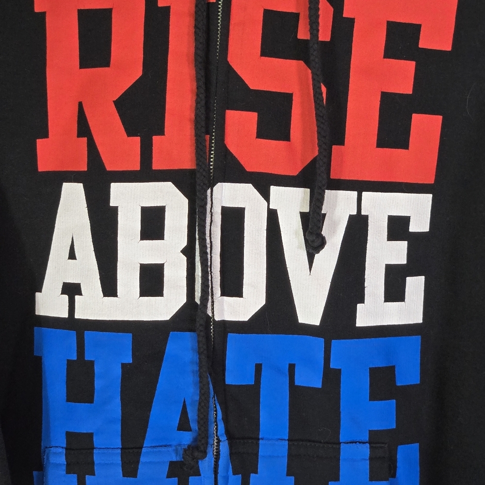 WWE JOHN CENA RISE ABOVE HATE BLACK ZIP UP HOODIE